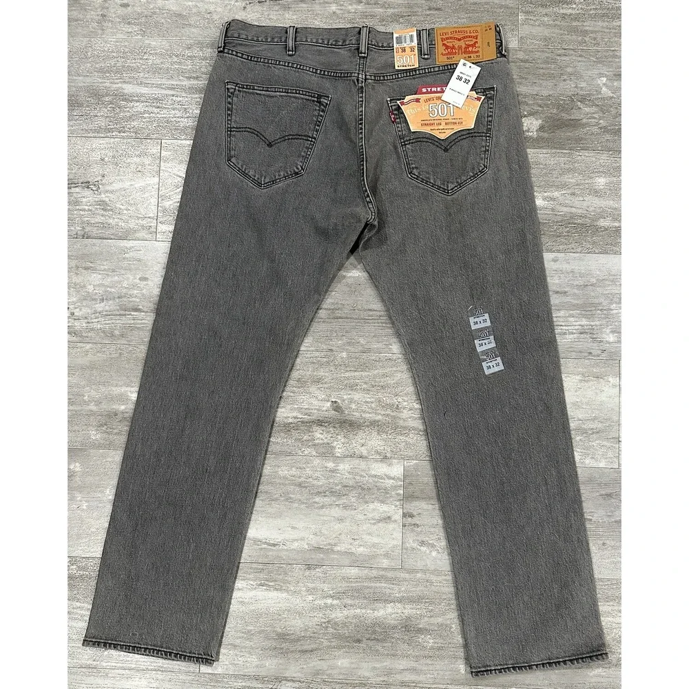 2016 LEVI'S 501 Gray Light Wash Denim Jeans Mens Size 38x32 Brand New